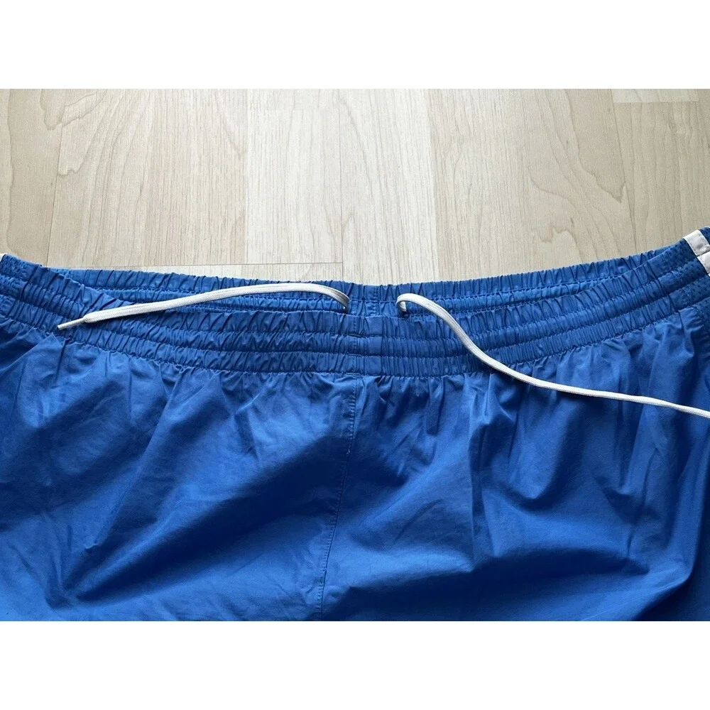 Adidas Mens Blue Striped Swim Trunks Size XL Drawstring Mesh Lined Pockets